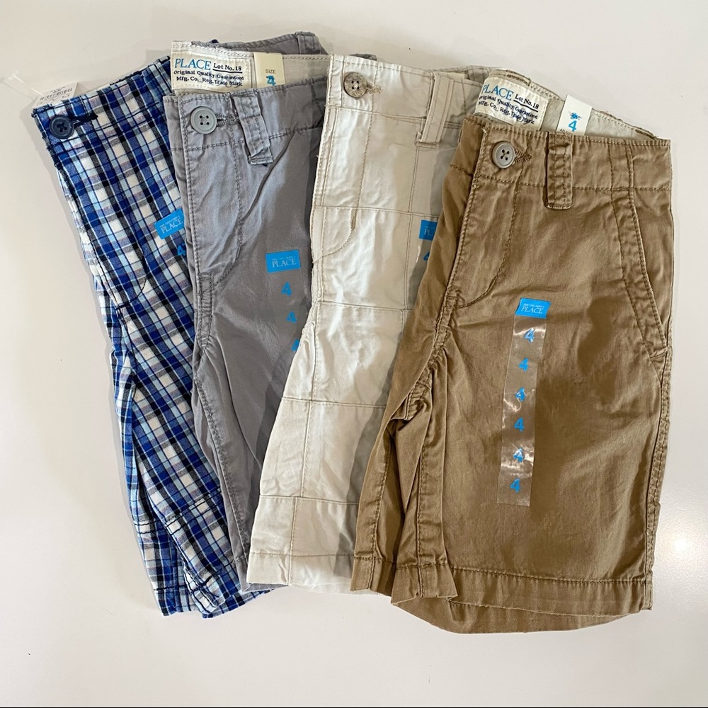 NWT Boys Sz 4 4T Shorts Bundle 4pc Childrens Place Khaki Grey New with Tags